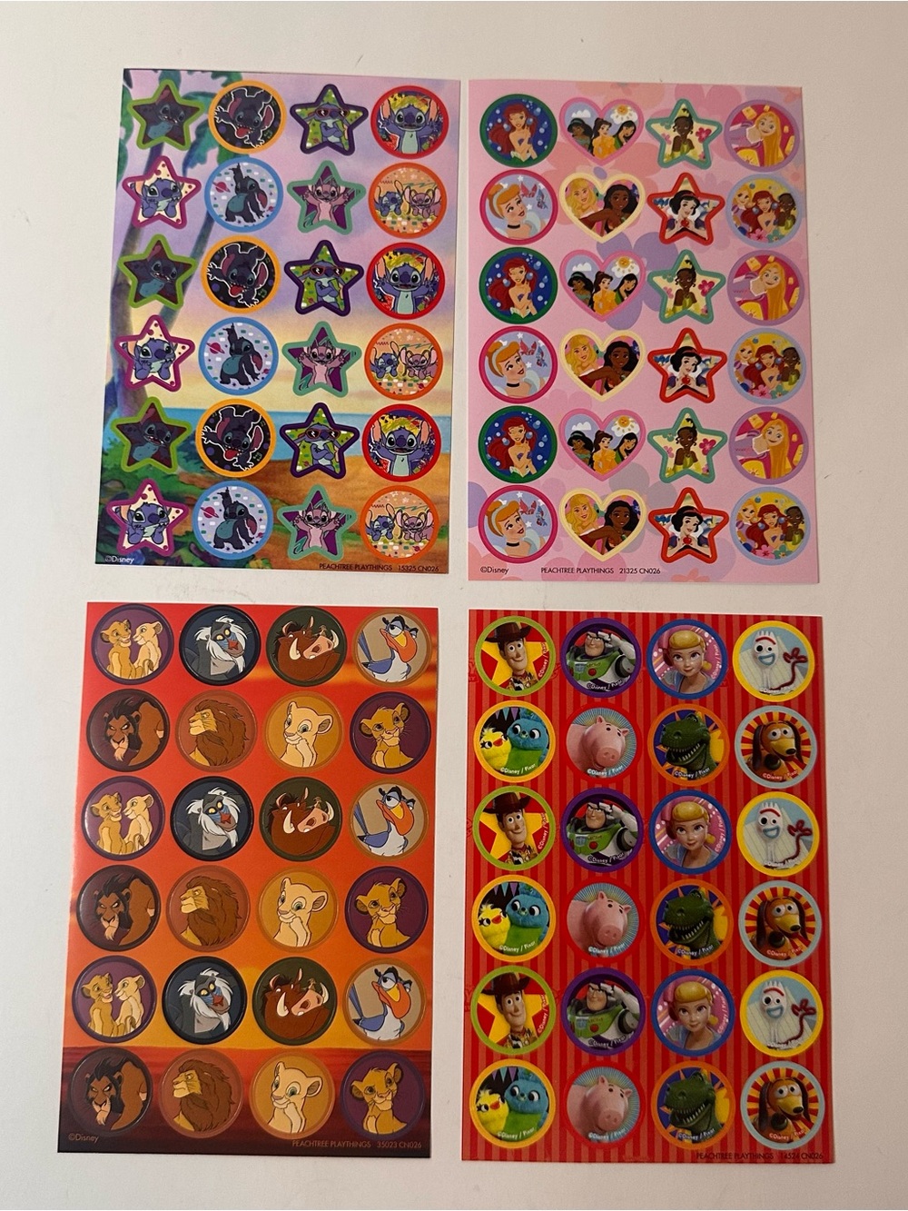 Mixed 4ct Disney Scrapbook/Junk Journal Sticker Sheets Stitch Princess Toy Story